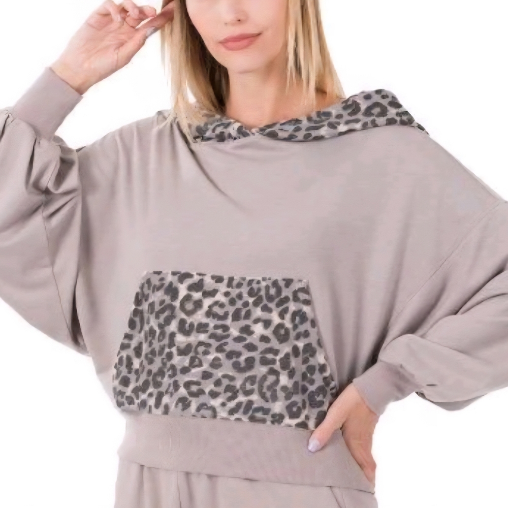 Zenana Leopard Print Mocha Women's Crop Top